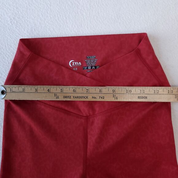 Zyia Light n Tight Low-Rise Red Animal Print Leggings Size 6-8 Sculpting Fit - Picture 3 of 6